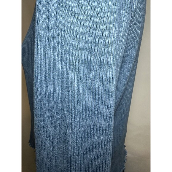 AMERICAN EAGLE‎ Lettuce Cut Ribbed Crop Long Sleeve Blue Shirt Women's LARGE NWT - Picture 11 of 11
